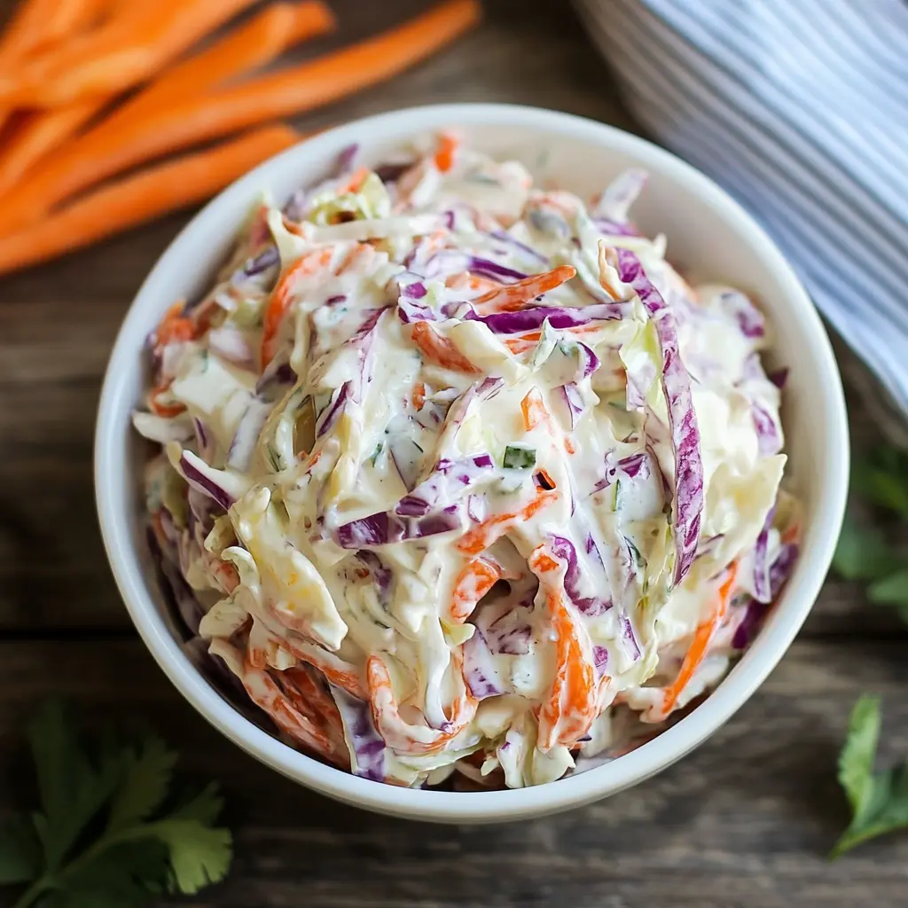 Creamy Greek Yogurt Coleslaw Recipe Easy and Fresh 3 Creamy Greek yogurt coleslaw with purple and green cabbage and shredded carrots
