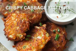 CRISPY CABBAGE FRITTERS centered hero view, clean and uncluttered