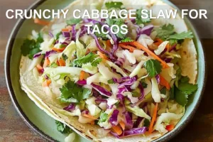 CRUNCHY CABBAGE SLAW FOR TACOS centered hero view, clean and uncluttered