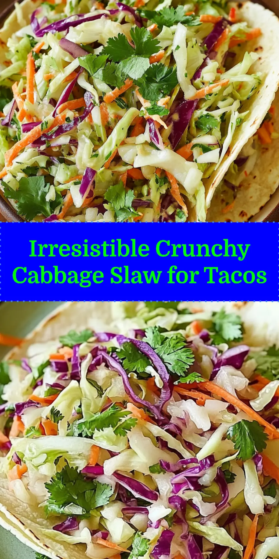 CRUNCHY CABBAGE SLAW FOR TACOS centered hero view, clean and uncluttered_pin