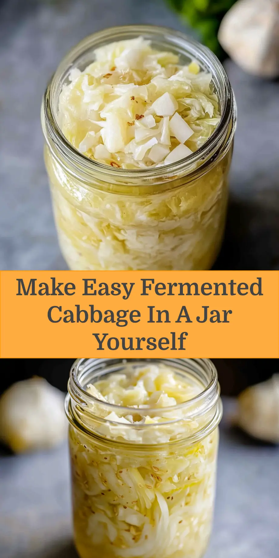 EASY FERMENTED CABBAGE IN A JAR centered hero view, clean and uncluttered_pin