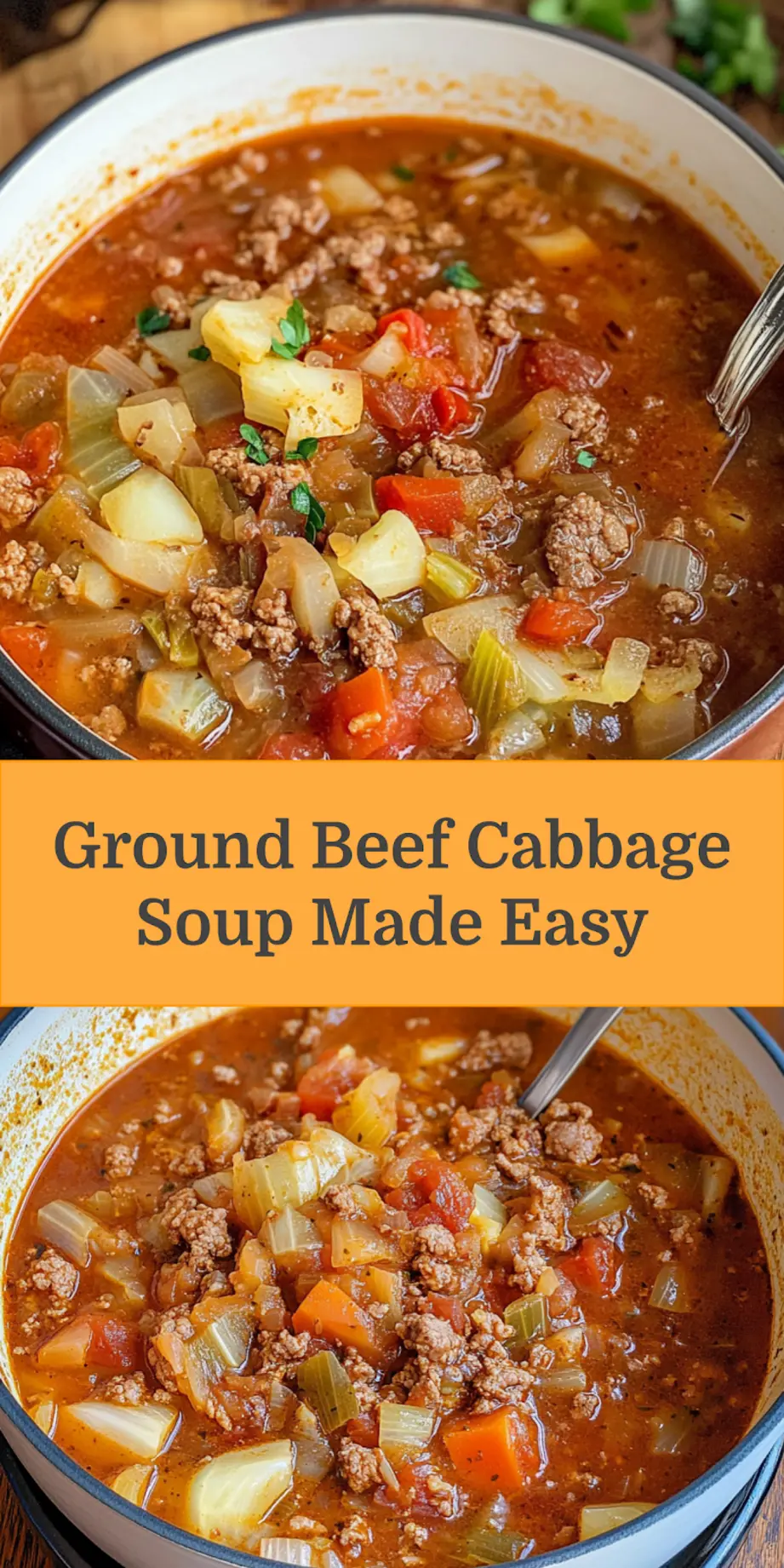 GROUND BEEF CABBAGE SOUP centered hero view, clean and uncluttered_pin