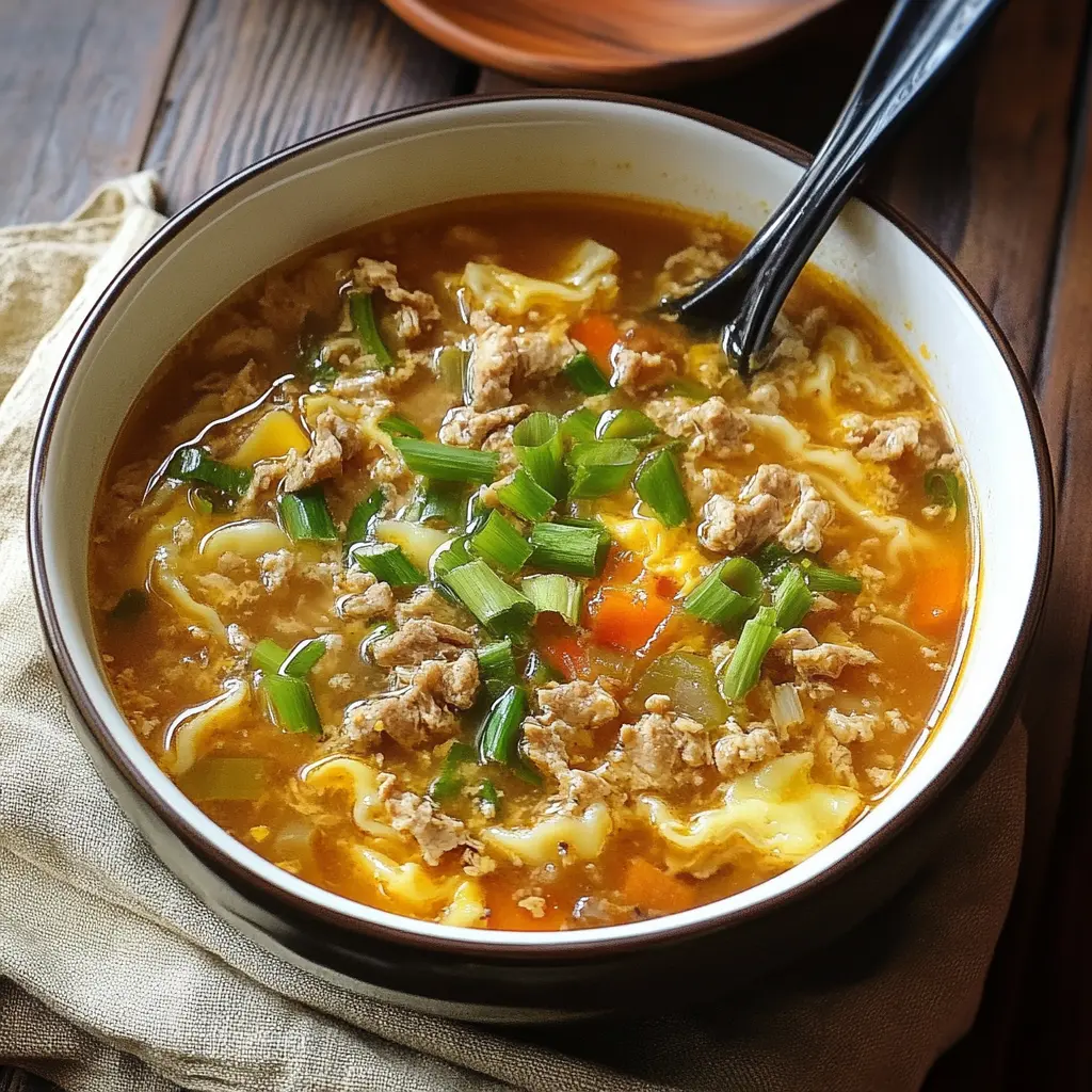 Hearty One Pot Egg Roll Soup Recipe Easy and Delicious 3 Hearty One Pot Egg Roll Soup centered hero view, clean and uncluttered
