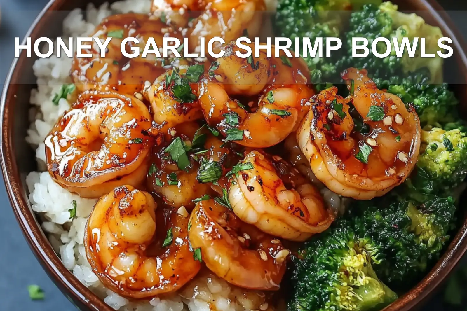 Discover Irresistible Honey Garlic Shrimp Bowls Now 2 HONEY GARLIC SHRIMP BOWLS centered hero view, clean and uncluttered