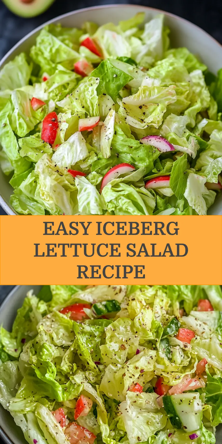 ICEBERG LETTUCE SALAD centered hero view, clean and uncluttered