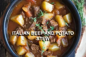 ITALIAN BEEF AND POTATO STEW centered hero view, clean and uncluttered