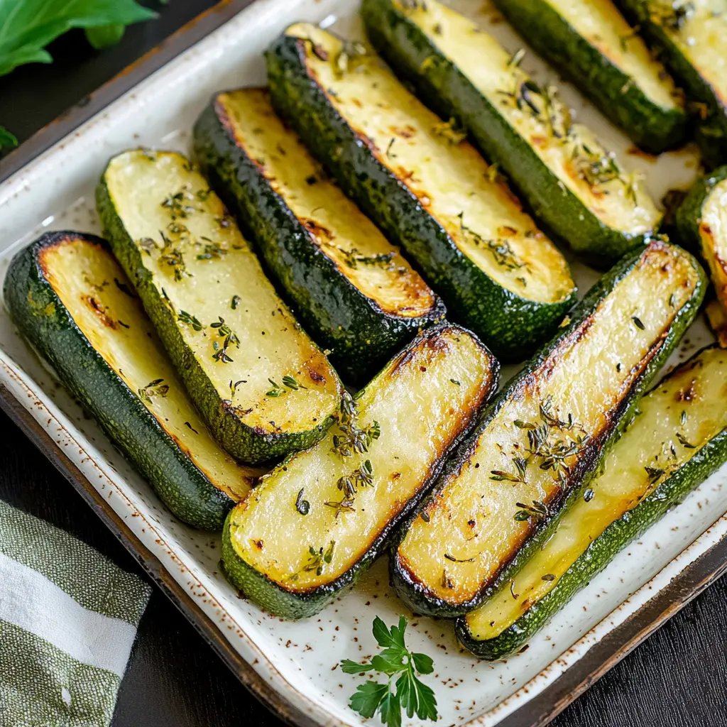 20 MINUTE ROASTED ZUCCHINI centered hero view, clean and uncluttered