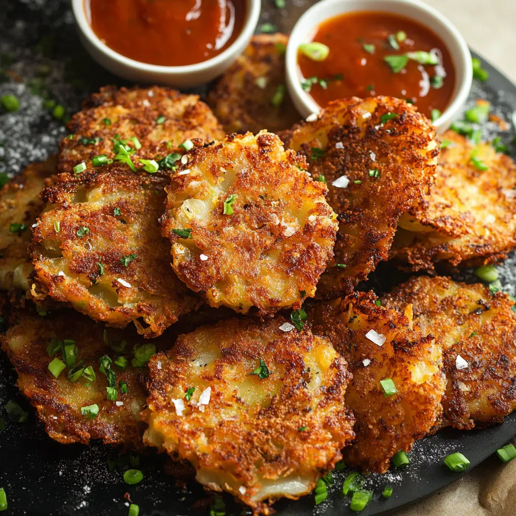 Crispy Cabbage Fritters centered hero view, clean and uncluttered