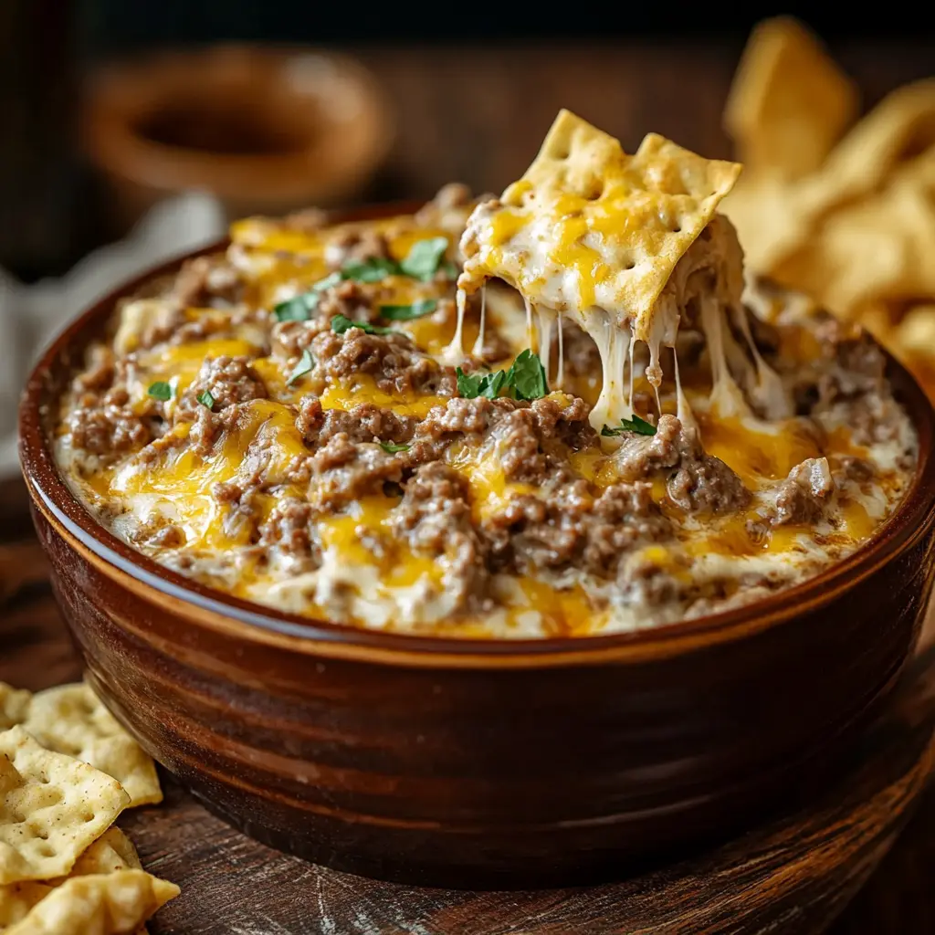 How to Make an Amazing Crockpot Big Mac Dip Today 3 CROCKPOT BIG MAC DIP centered hero view, clean and uncluttered