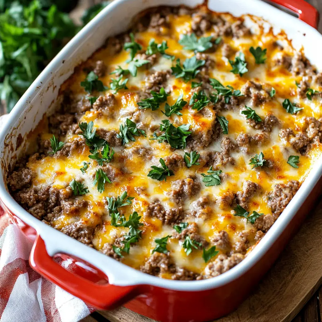 Quick Keto Ground Beef Casserole: The Ultimate Comfort 3 KETO GROUND BEEF CASSEROLE centered hero view, clean and uncluttered