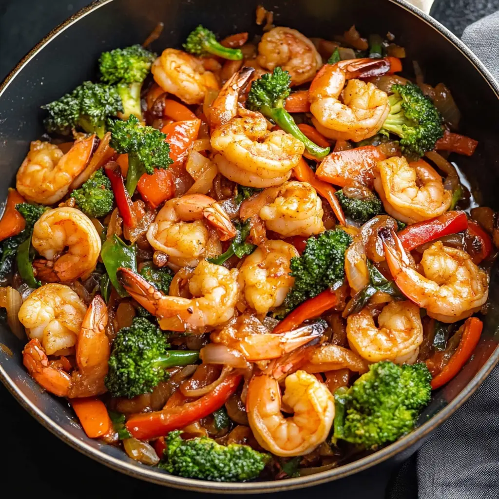 SHRIMP STIR FRY centered hero view, clean and uncluttered