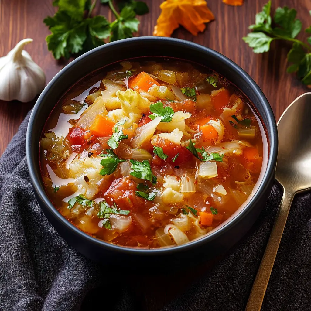 WEIGHT LOSS CABBAGE SOUP centered hero view, clean and uncluttered