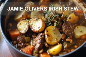 Jamie Olivers Irish Stew Ultimate Comfort Food Recipe JAMIE OLIVERS IRISH STEW centered hero view, clean and uncluttered