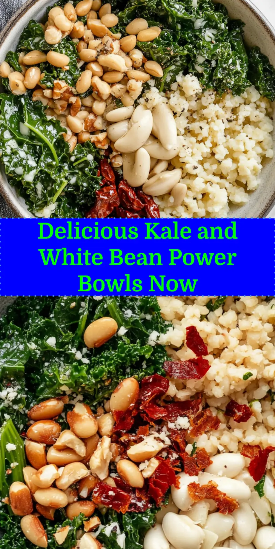 KALE AND WHITE BEAN POWER BOWLS centered hero view, clean and uncluttered_pin