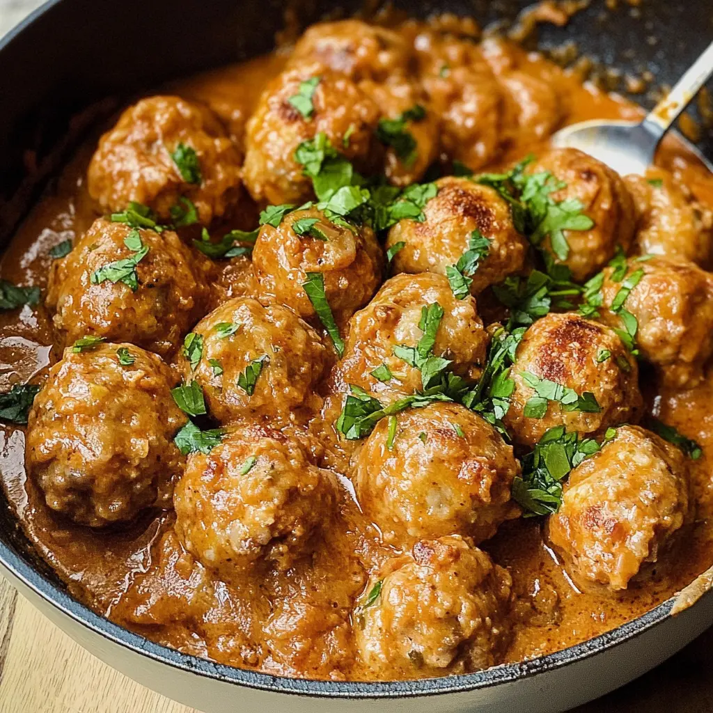 Marry Me Meatballs in creamy sun-dried tomato sauce
