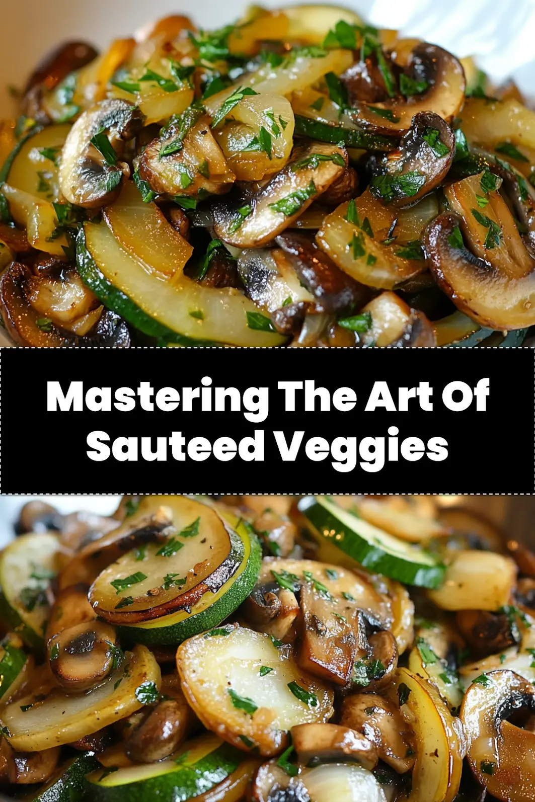 MASTERING SAUTEED ZUCCHINI MUSHROOMS AND ONIONS centered hero view, clean and uncluttered_pin