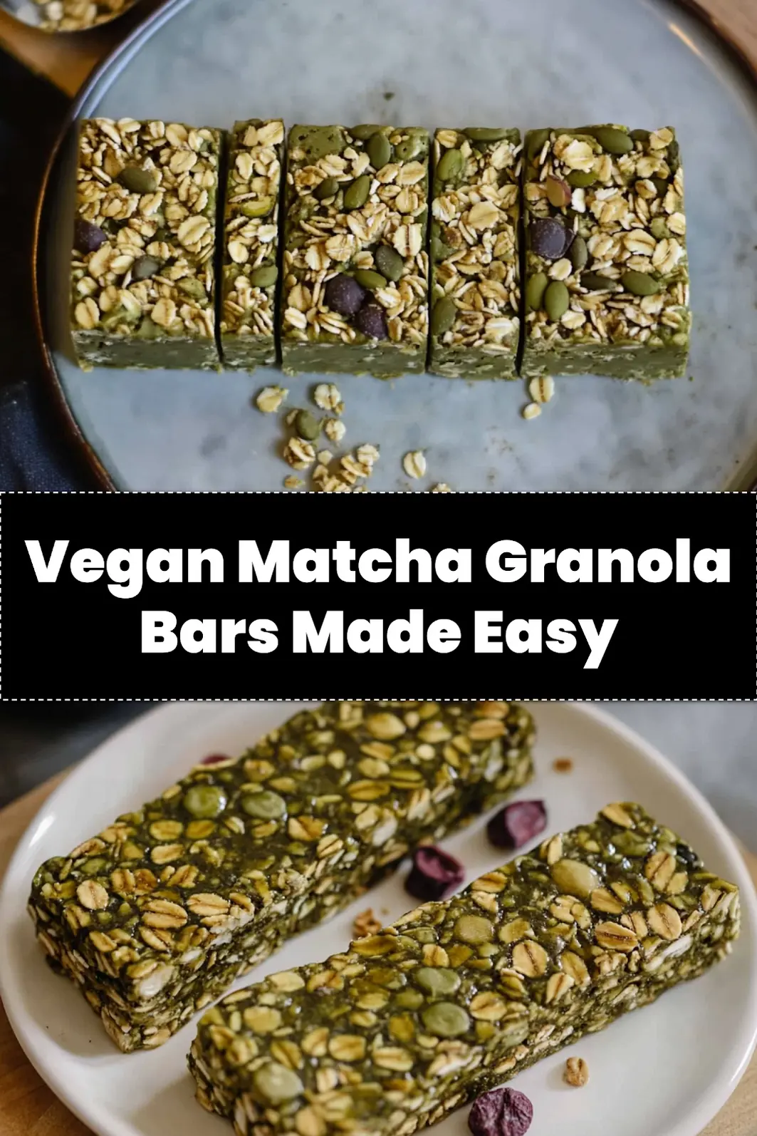 MATCHA GRANOLA BARS centered hero view, clean and uncluttered_pin