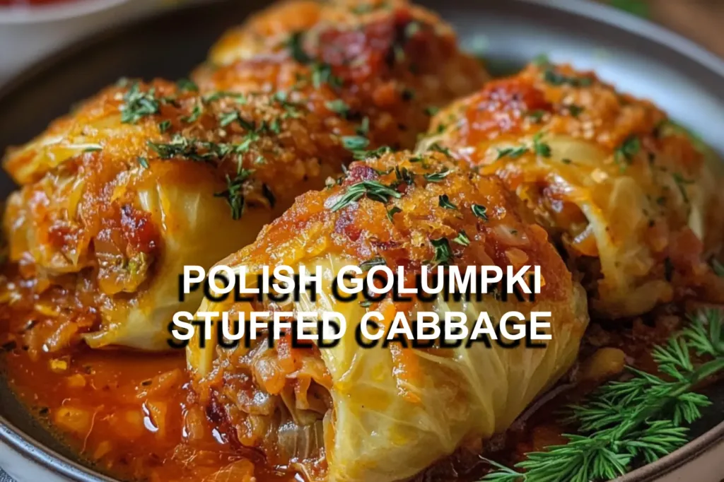 POLISH GOLUMPKI STUFFED CABBAGE centered hero view, clean and uncluttered