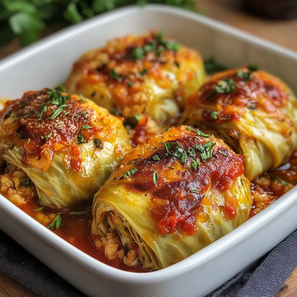 POLISH GOLUMPKI STUFFED CABBAGE centered hero view, clean and uncluttered