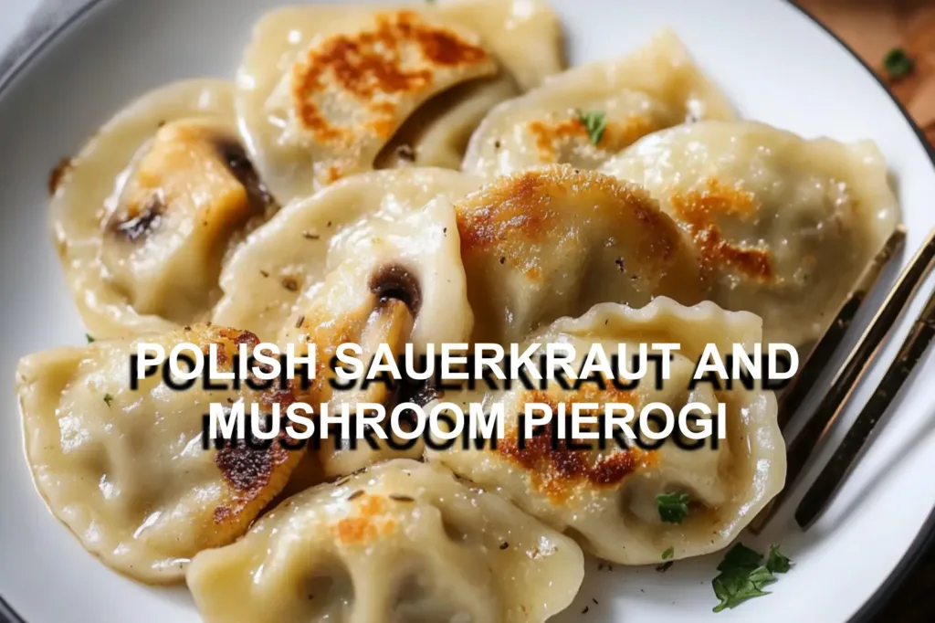 POLISH SAUERKRAUT AND MUSHROOM PIEROGI centered hero view, clean and uncluttered