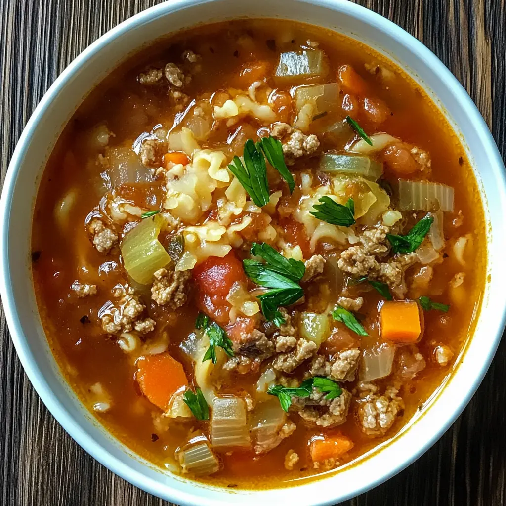 CABBAGE ROLL SOUP centered hero view, clean and uncluttered