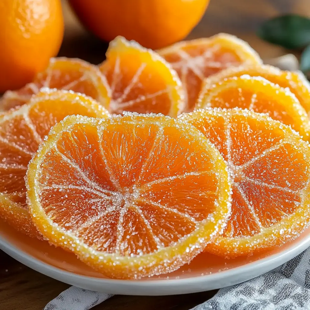 CANDIED ORANGE SLICES RECIPE centered hero view, clean and uncluttered