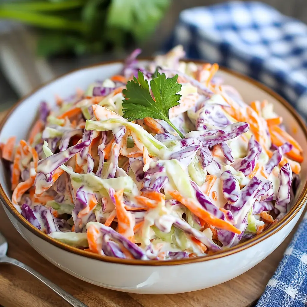 Creamy Greek Yogurt Coleslaw Recipe Easy and Fresh 2 CREAMY GREEK YOGURT COLESLAW centered hero view, clean and uncluttered