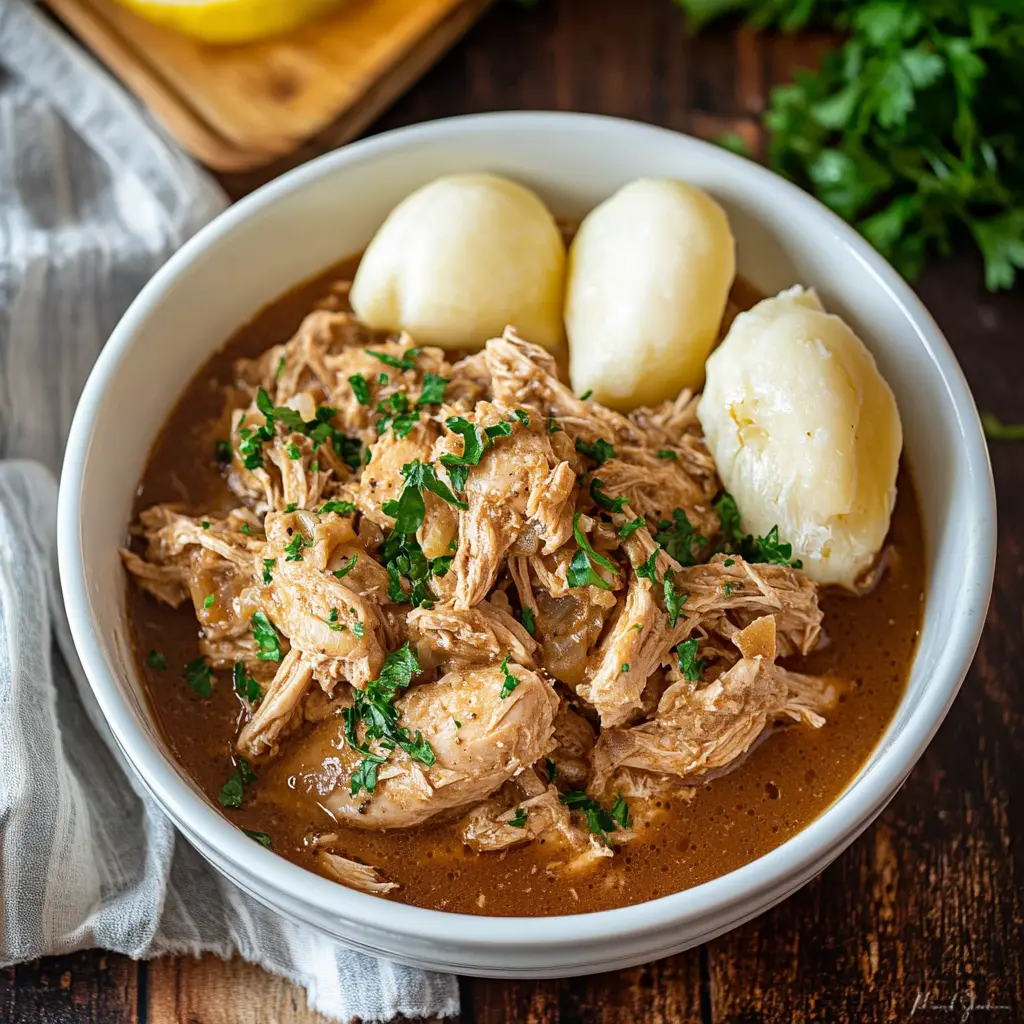 CROCKPOT MISSISSIPPI CHICKEN centered hero view, clean and uncluttered