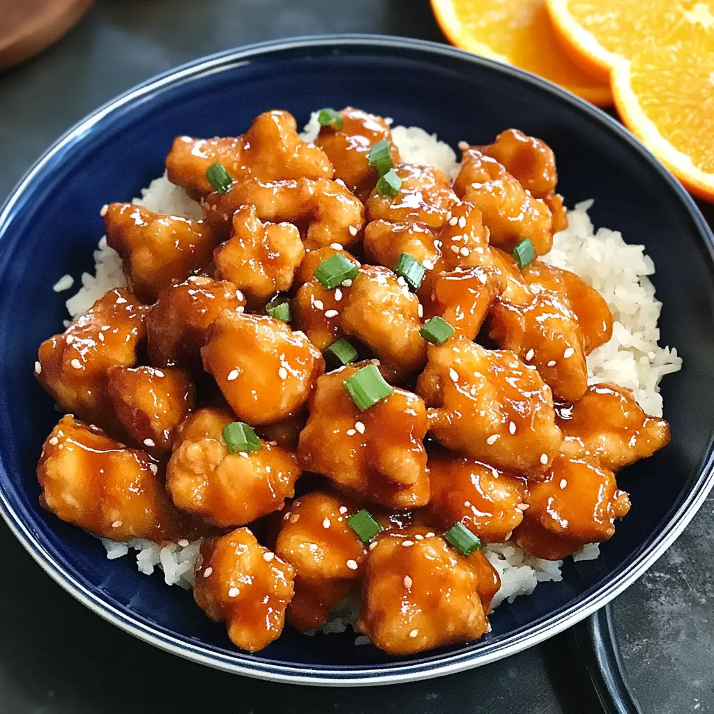 EASY ORANGE CHICKEN RECIPE centered hero view, clean and uncluttered