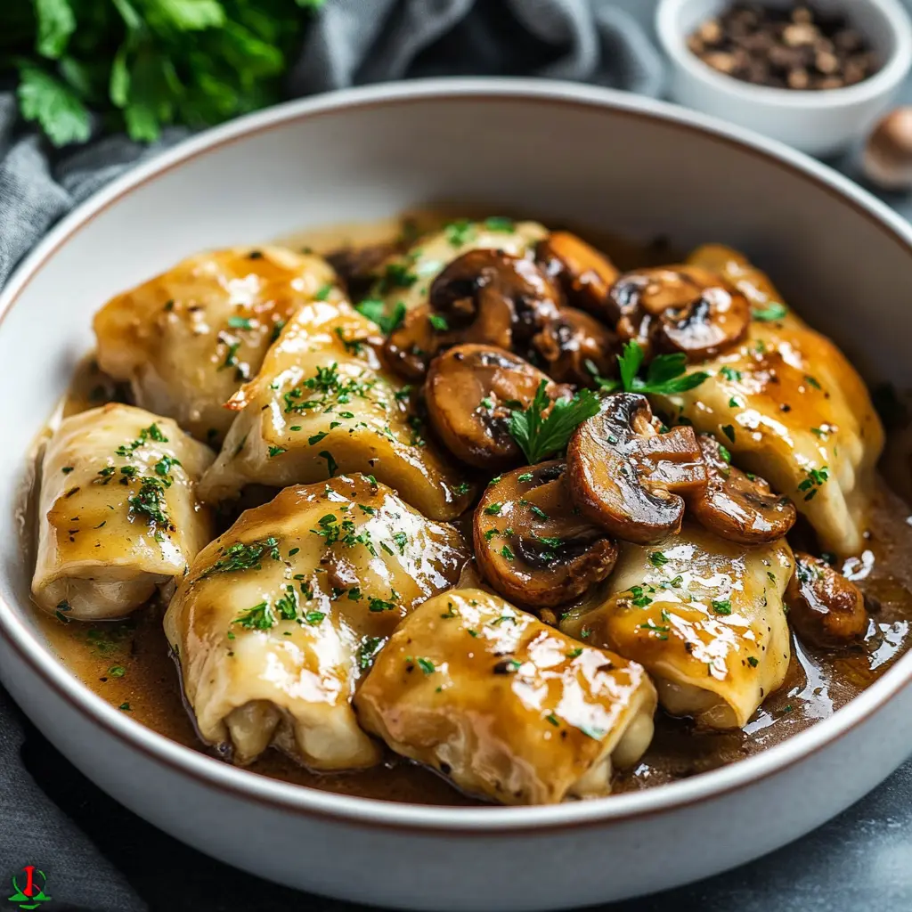 Golabki with Mushroom Sauce Recipe Easy Homemade Comfort 2 GOLABKI WITH MUSHROOM SAUCE RECIPE centered hero view, clean and uncluttered