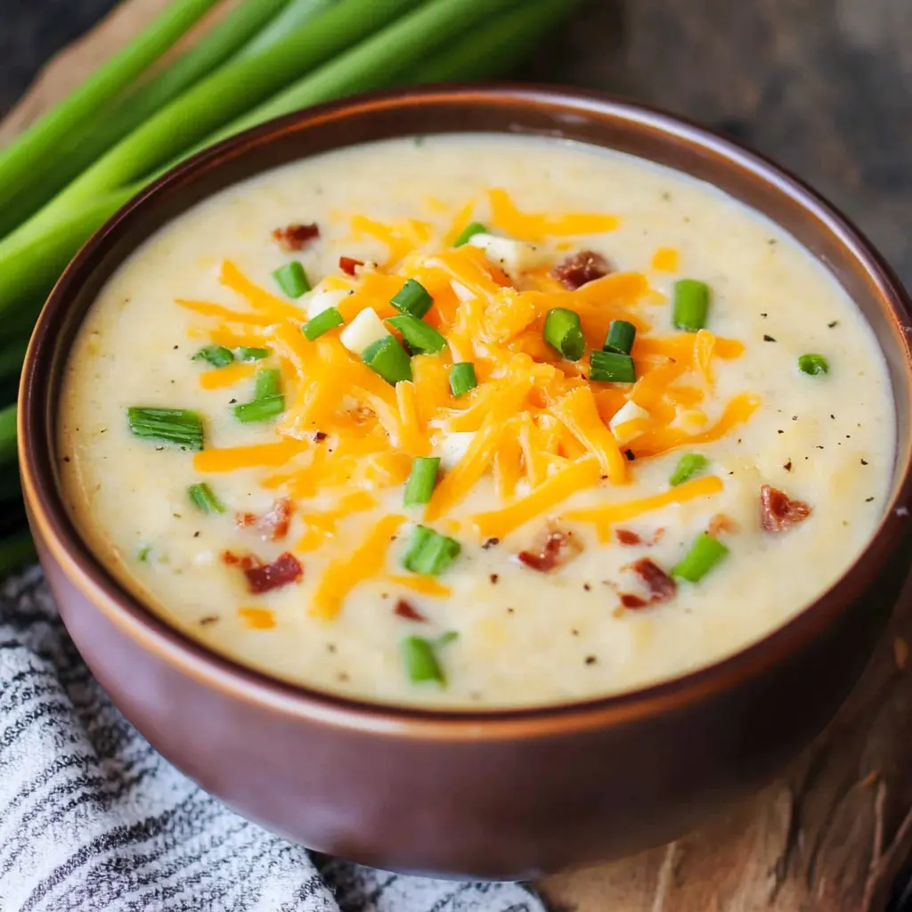 Slow Cooker Cheesy Ranch Potato Soup Recipe Easy and Delicious 2 SLOW COOKER CHEESY RANCH POTATO SOUP centered hero view, clean and uncluttered