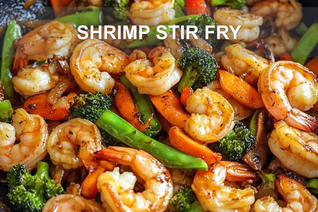 SHRIMP STIR FRY centered hero view, clean and uncluttered