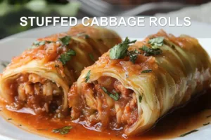 STUFFED CABBAGE ROLLS centered hero view, clean and uncluttered