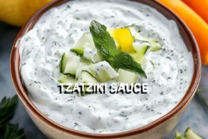 TZATZIKI SAUCE centered hero view, clean and uncluttered