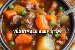 VEGETABLE BEEF STEW centered hero view, clean and uncluttered