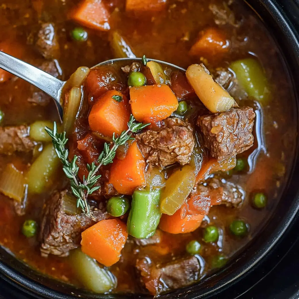 Best Vegetable Beef Stew Recipe for Cozy Family Dinners 3 VEGETABLE BEEF STEW centered hero view, clean and uncluttered