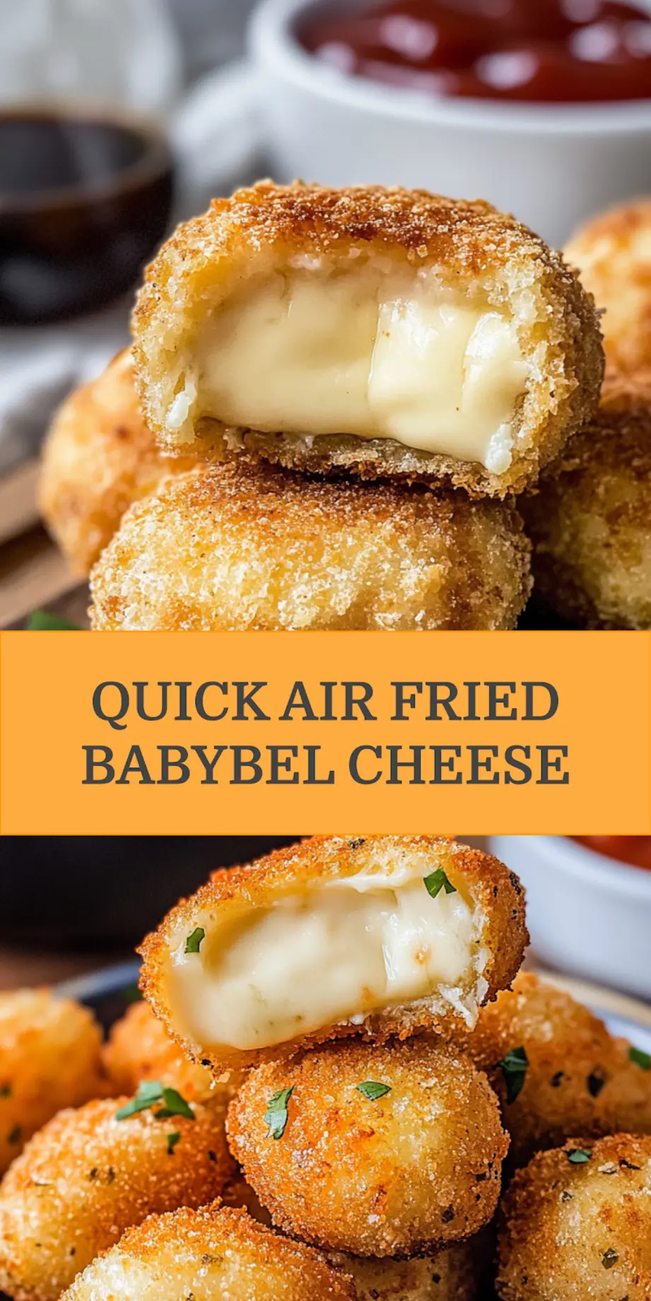 Air Fried Babybel Cheese Recipe Easy Quick and Delicious 4 AIR FRIED BABYBEL CHEESE centered hero view, clean and uncluttered