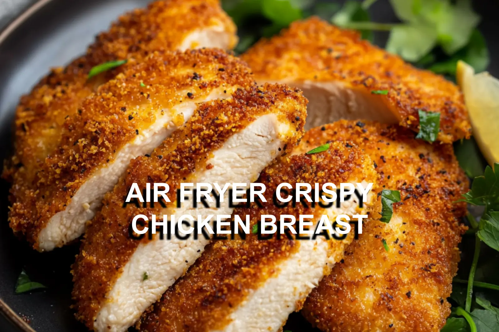AIR FRYER CRISPY CHICKEN BREAST centered hero view, clean and uncluttered