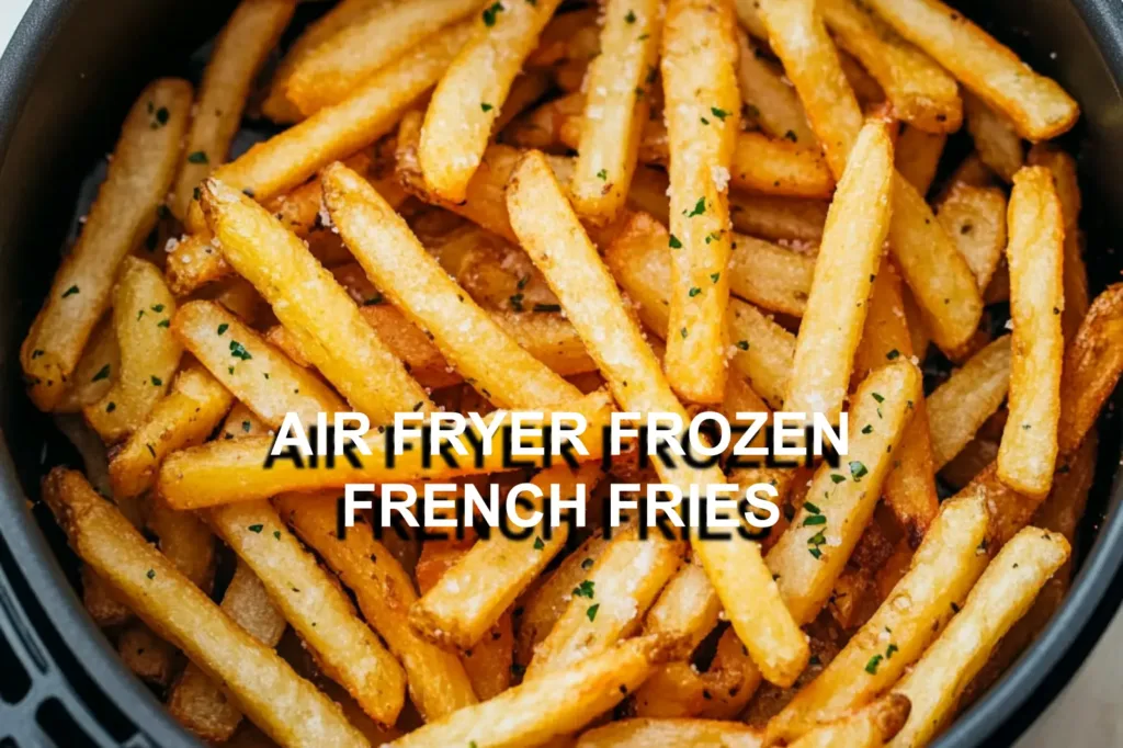 AIR FRYER FROZEN FRENCH FRIES centered hero view, clean and uncluttered