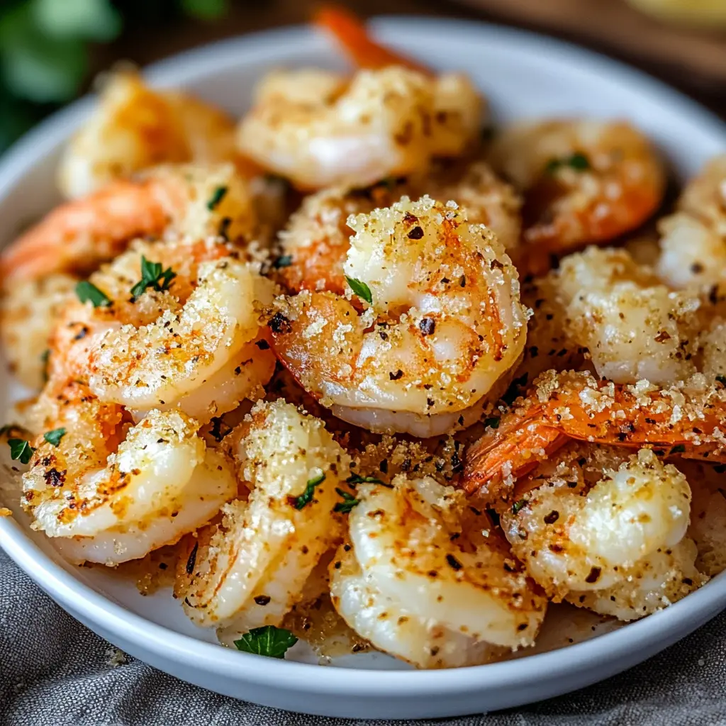 Air Fryer Garlic Parmesan Shrimp centered hero view, clean and uncluttered