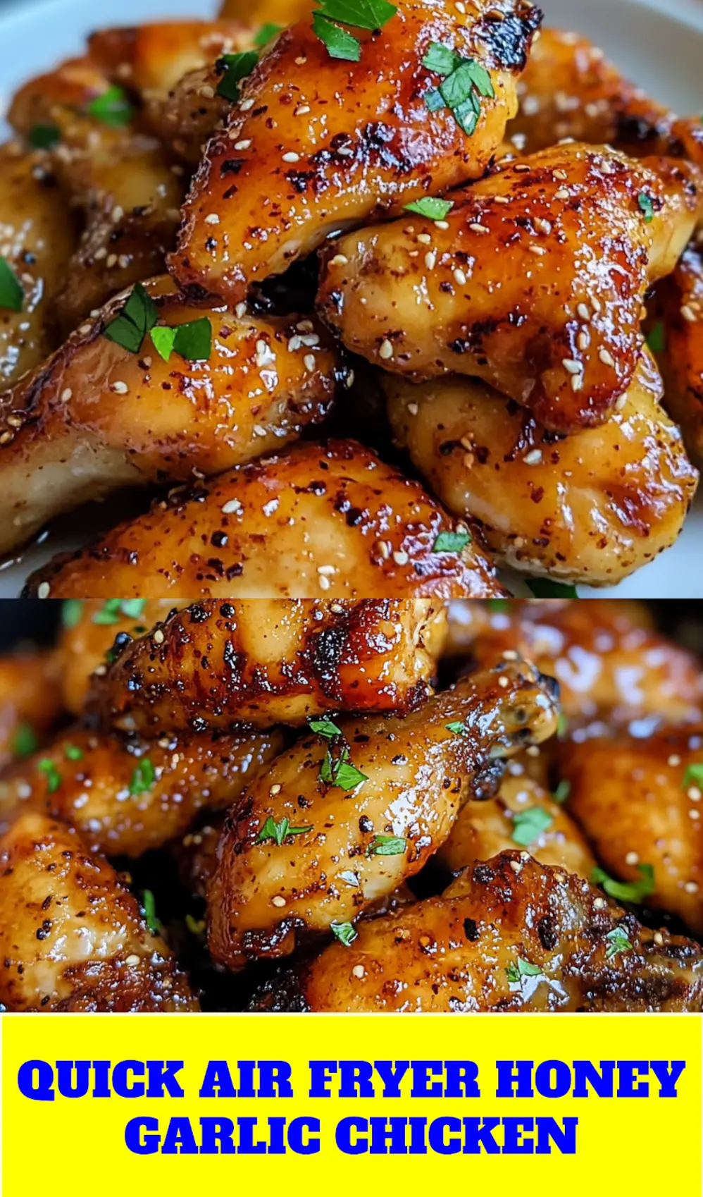 Air Fryer Honey Butter Garlic Chicken Recipe Easy Best 4 AIR FRYER HONEY BUTTER GARLIC CHICKEN centered hero view, clean and uncluttered