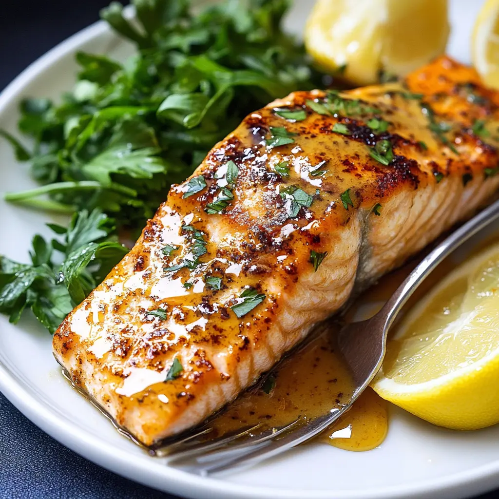 Air Fryer Honey Mustard Salmon Recipe Easy and Quick 3 AIR FRYER HONEY MUSTARD SALMON centered hero view, clean and uncluttered
