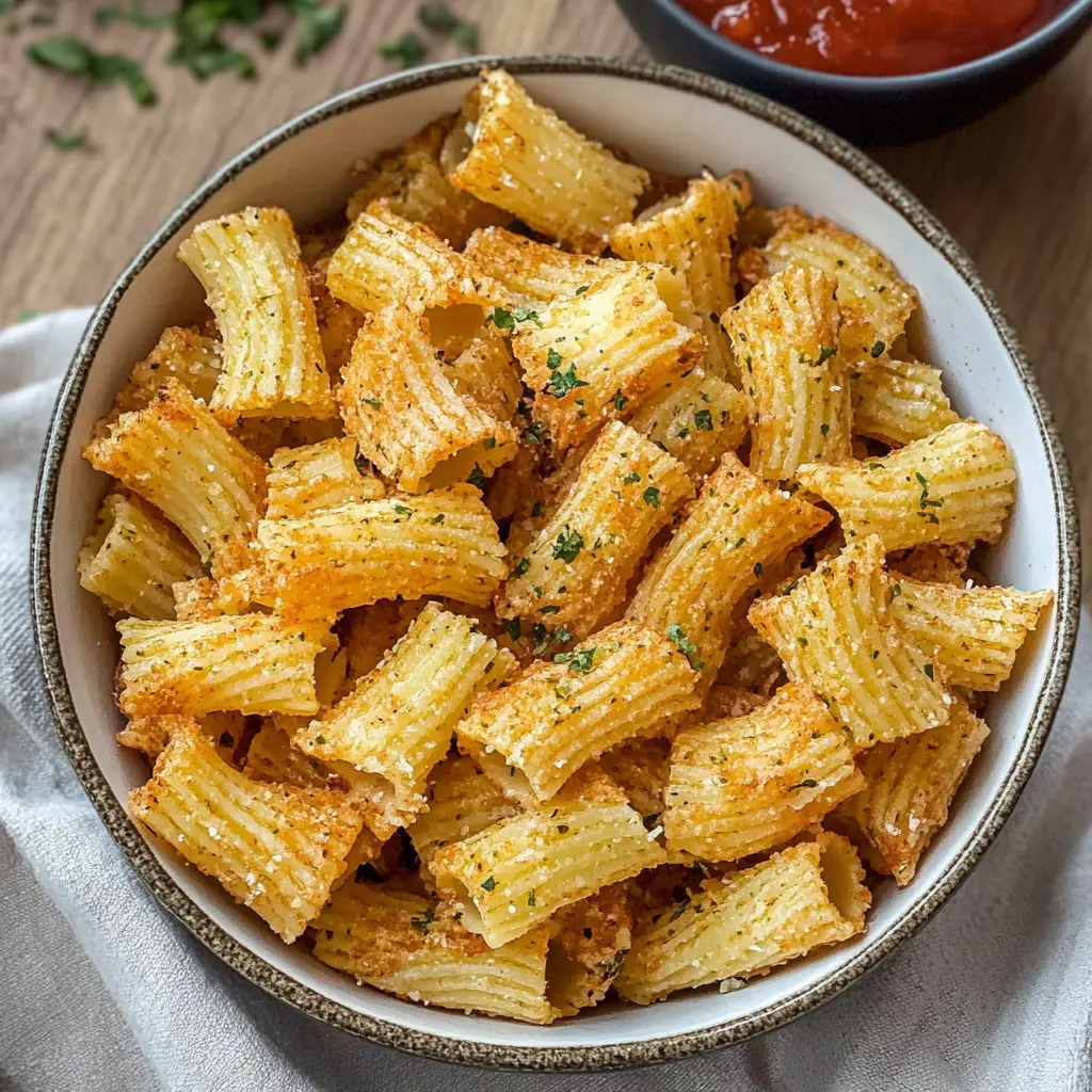 AIR FRYER PASTA CHIPS centered hero view, clean and uncluttered