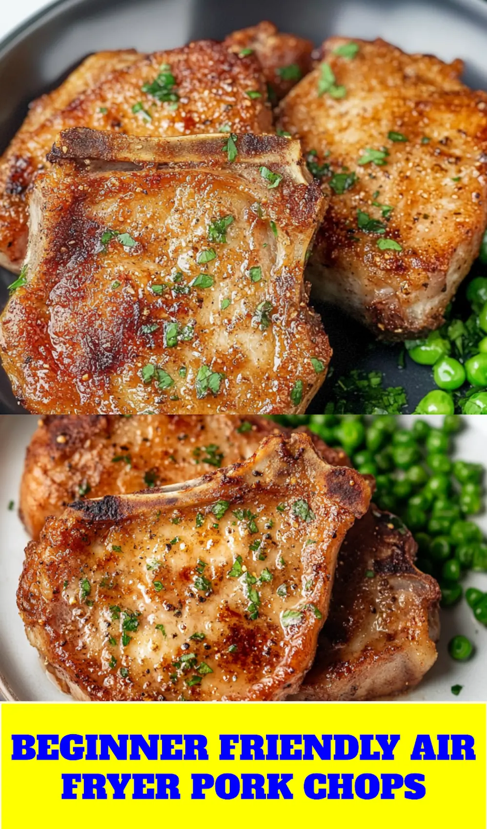 AIR FRYER PORK CHOPS centered hero view, clean and uncluttered