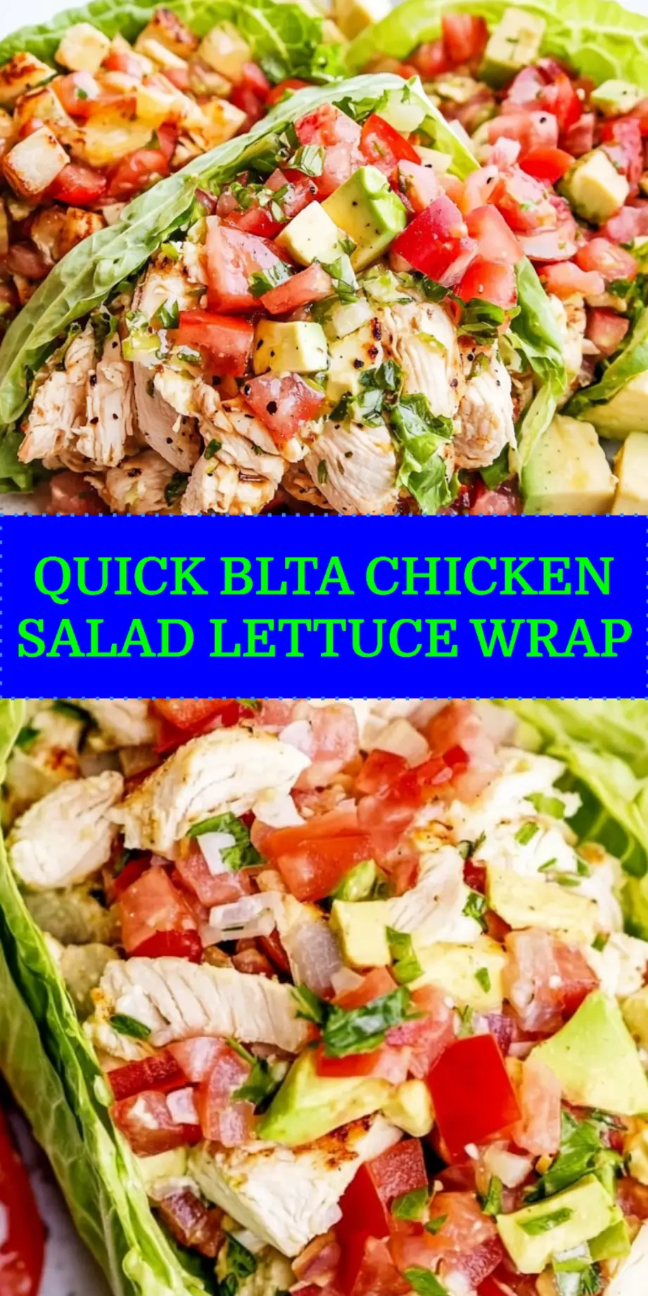 BLTA Chicken Salad Lettuce Wrap Recipe Easy Fresh and Delicious 4 BLTA chicken salad lettuce wrap recipe pin image
