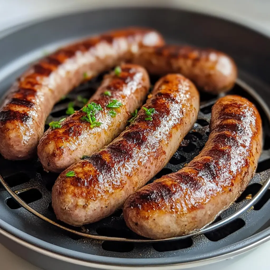 BRATS IN AIR FRYER centered hero view, clean and uncluttered