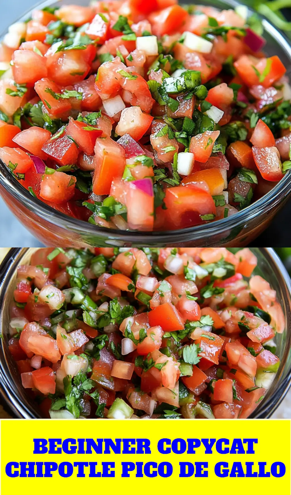 Copycat Chipotle Pico de Gallo with fresh ingredients, perfect for pinning