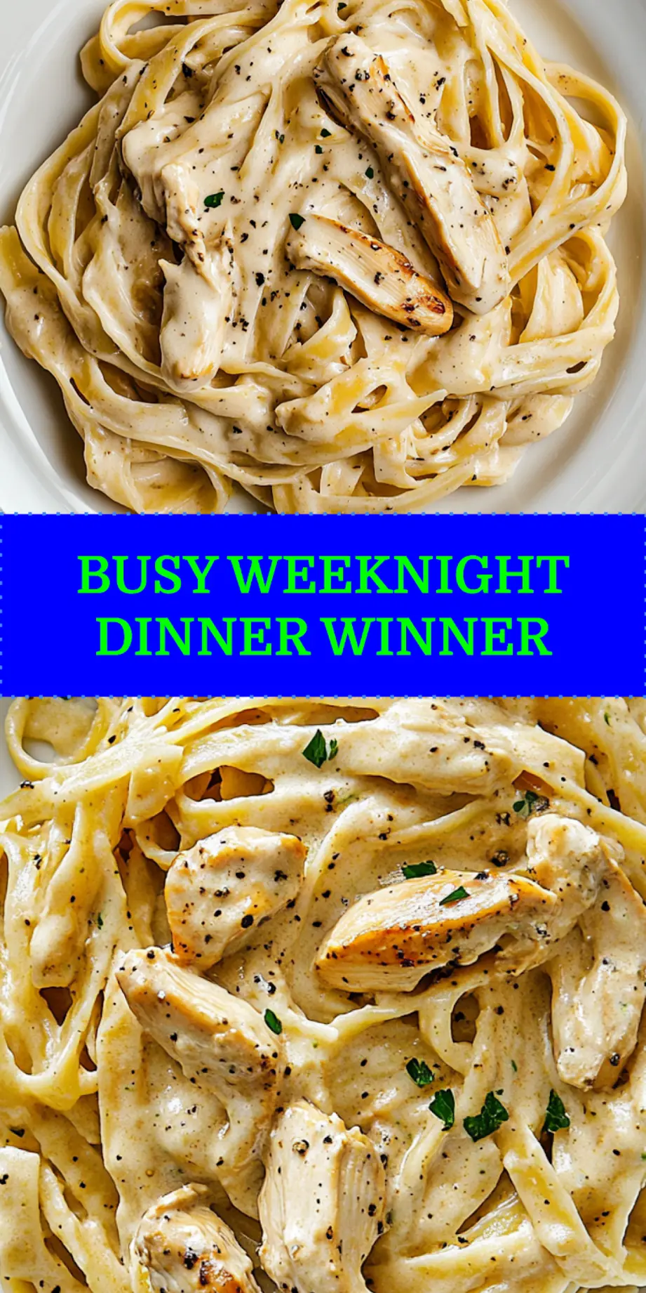 Creamy Chicken Pasta Recipe Easy Weeknight Dinner 4 Creamy chicken pasta overhead view with golden chicken slices and fresh rosemary garnish