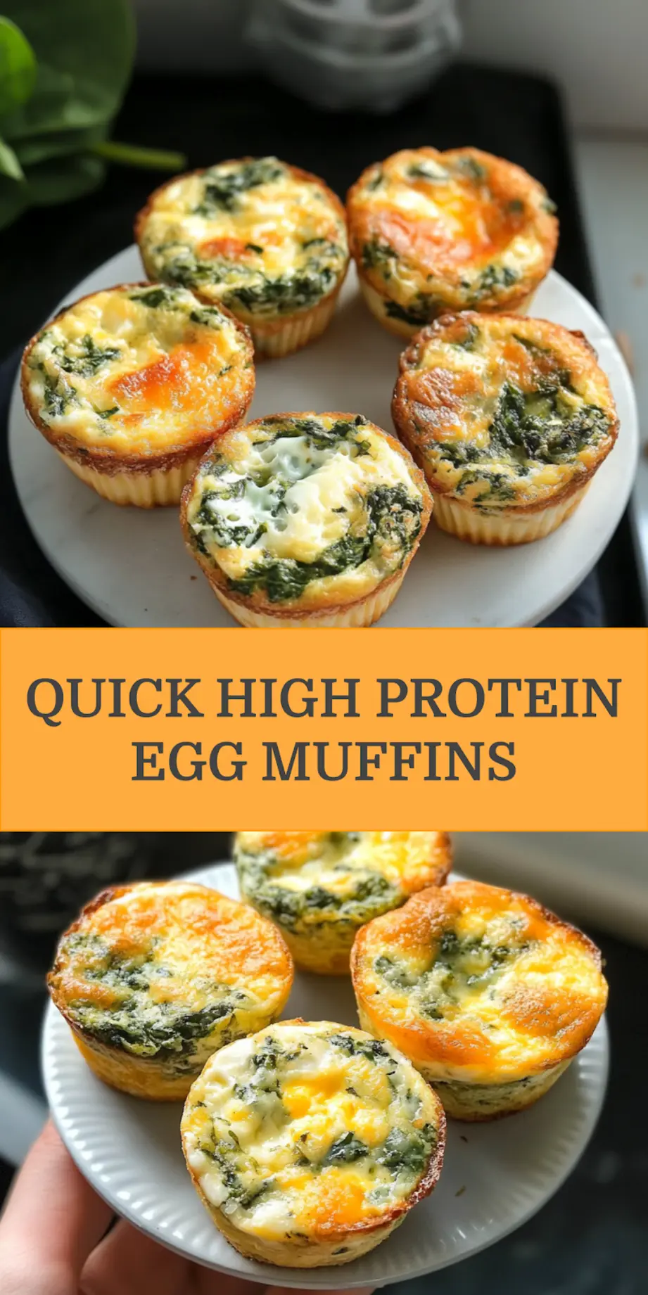 High protein spinach and cheese egg muffins ready to save for Pinterest