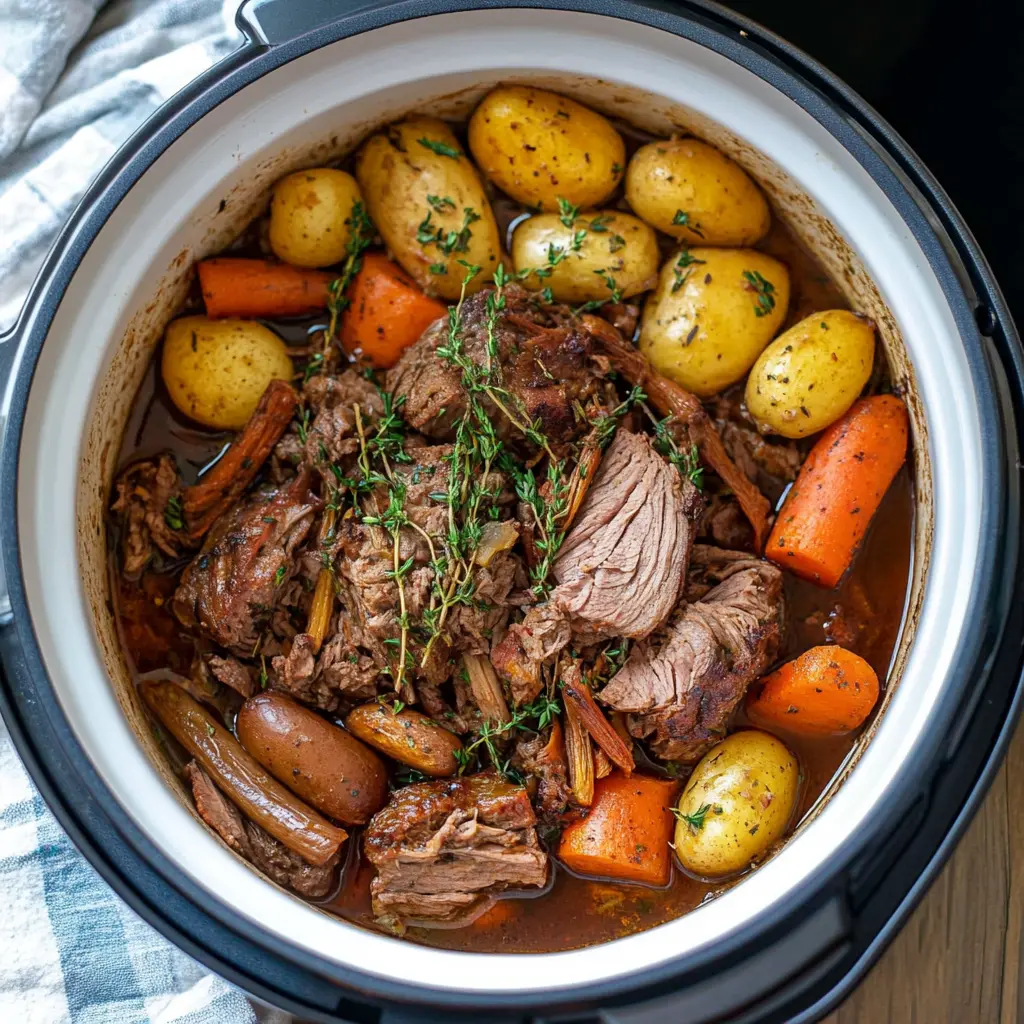 Instant Pot Pot Roast with Vegetables Easy Recipe 3 Instant Pot Pot Roast with Vegetables centered hero view, clean and uncluttered